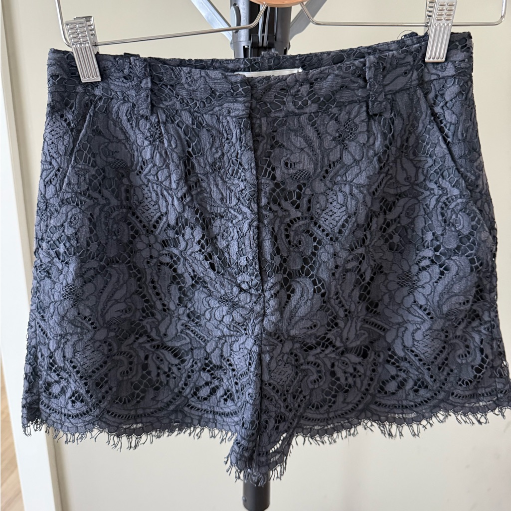 Navy Blue Lace Design Shorts For Women